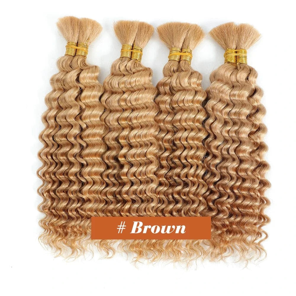 27 / 1Pcs/Lot / CHINA|24inches|100g Human Braiding Hair Chocolate Brown 100g Deep Wave Bulk No Weft Human Hair Wigs Bundles for Curly Boho Braiding