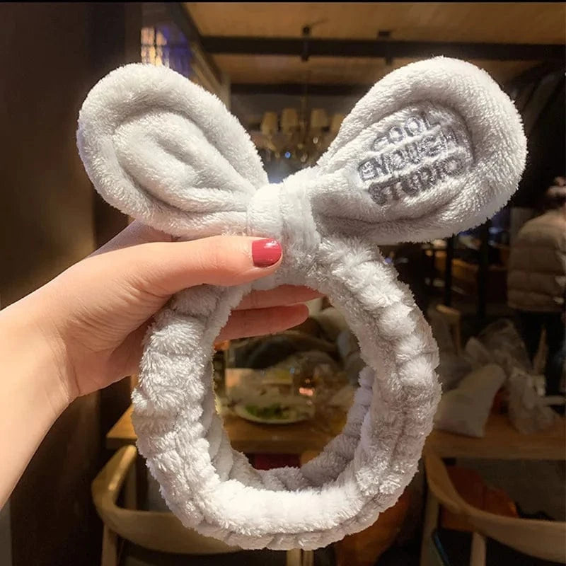 27 Cross Gray Adjustable Elastic Headband Custom Logo OMG Bowknot Wash Face Hairband Rabbit Cat Ear Cute Plush Lady Soft Women Elastic Hair Band Flannel Make up Headbands