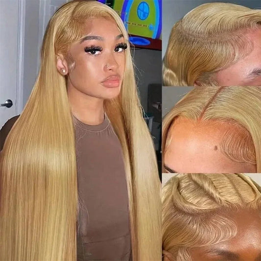 #27 Honey Blonde HD Lace Wig 13x6 Human Hair Bone Straight Lace Frontal Wig 13x4 Transparent Colored Lace Front Wigs For Women