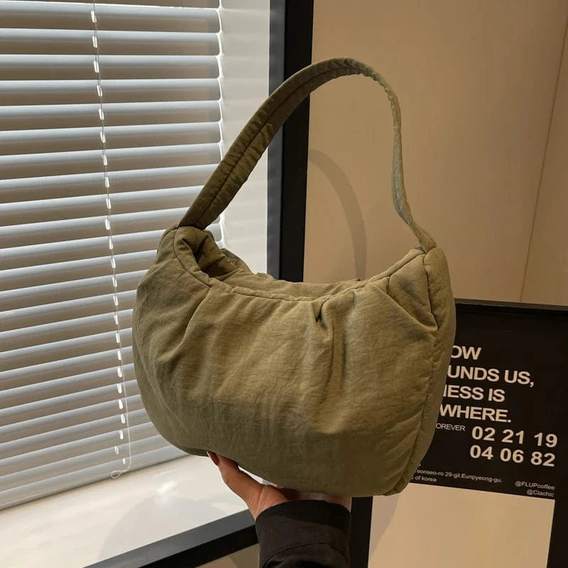 27cm*11cm*16cm / Green New fashion handbags 2024 Lady Canvas Ruffle Bags Lady Design Purses For Woman