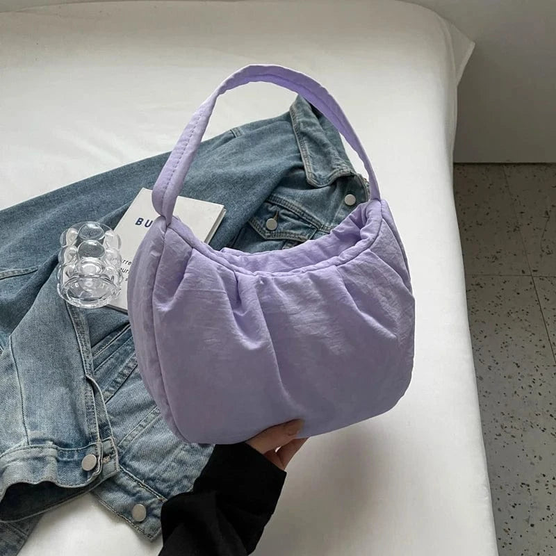 27cm*11cm*16cm / Purple New fashion handbags 2024 Lady Canvas Ruffle Bags Lady Design Purses For Woman