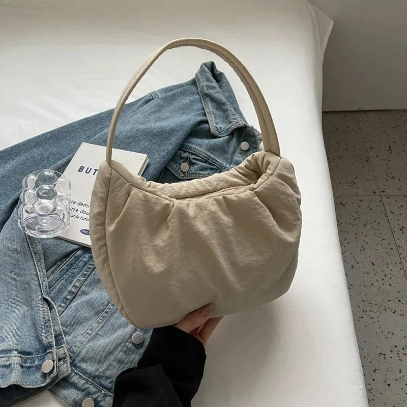 27cm*11cm*16cm / White New fashion handbags 2024 Lady Canvas Ruffle Bags Lady Design Purses For Woman