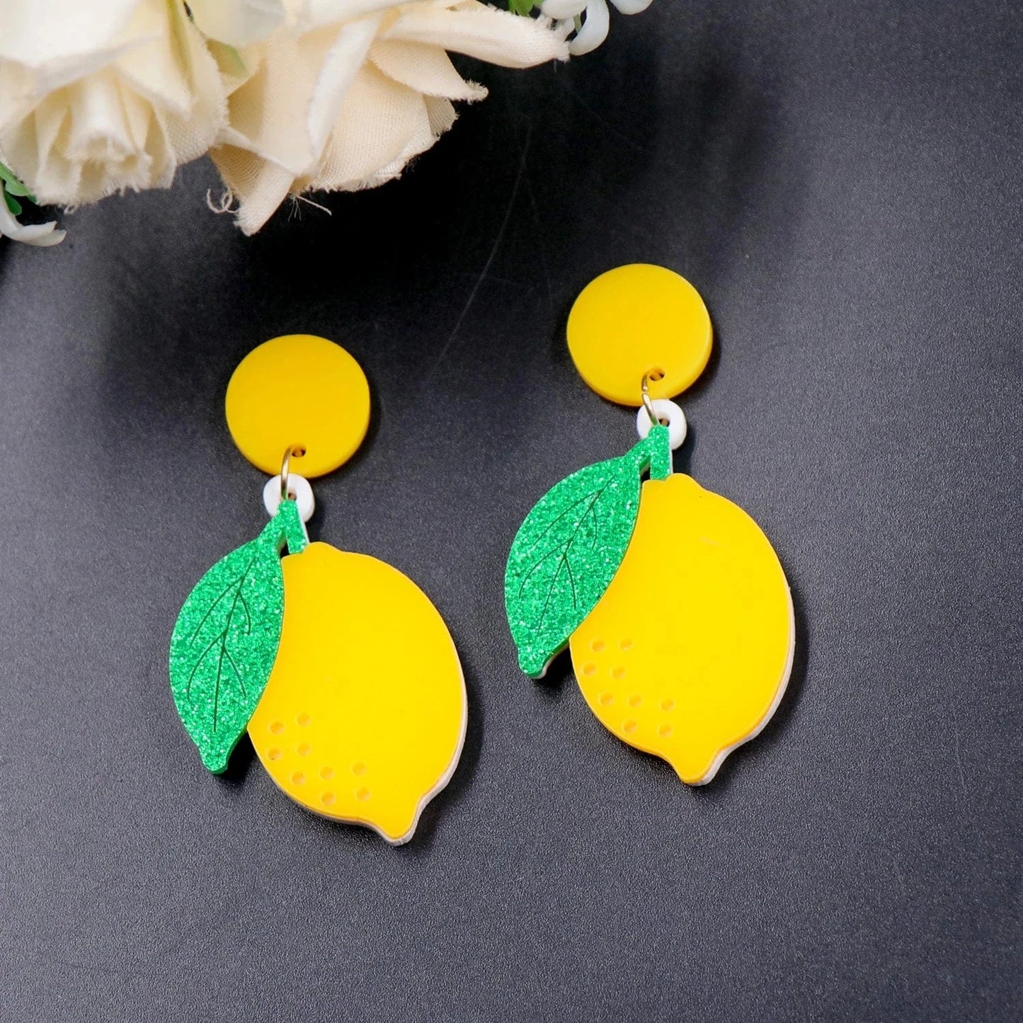 27mmx38mm / blue-one pair ERS645ER1422 New Arrival 2023 Lemon Dangle Earrings Summer Holiday Layered Acrylic Jewelry For Women