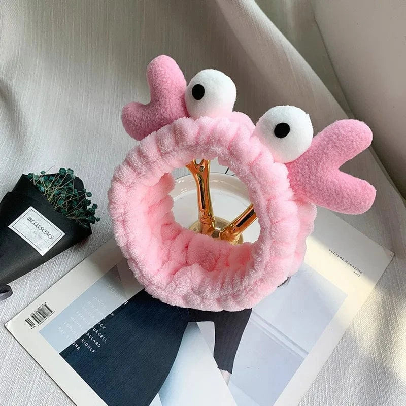 28 Crab Pink Elastic Headband Custom Logo OMG Bowknot Wash Face Hairband Rabbit Cat Ear Cute Plush Lady Soft Women Elastic Hair Band Flannel Make up Headbands