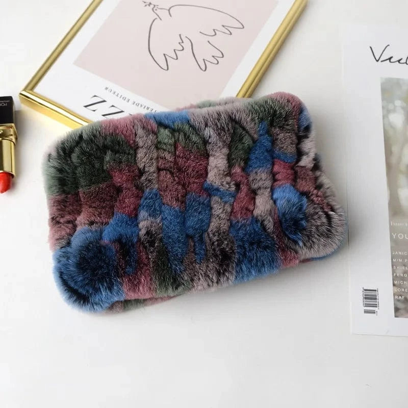 28 Winter Knit Rex Rabbit Fur Headbands High Elastic Knitted Neck Warmer Scarves for Women