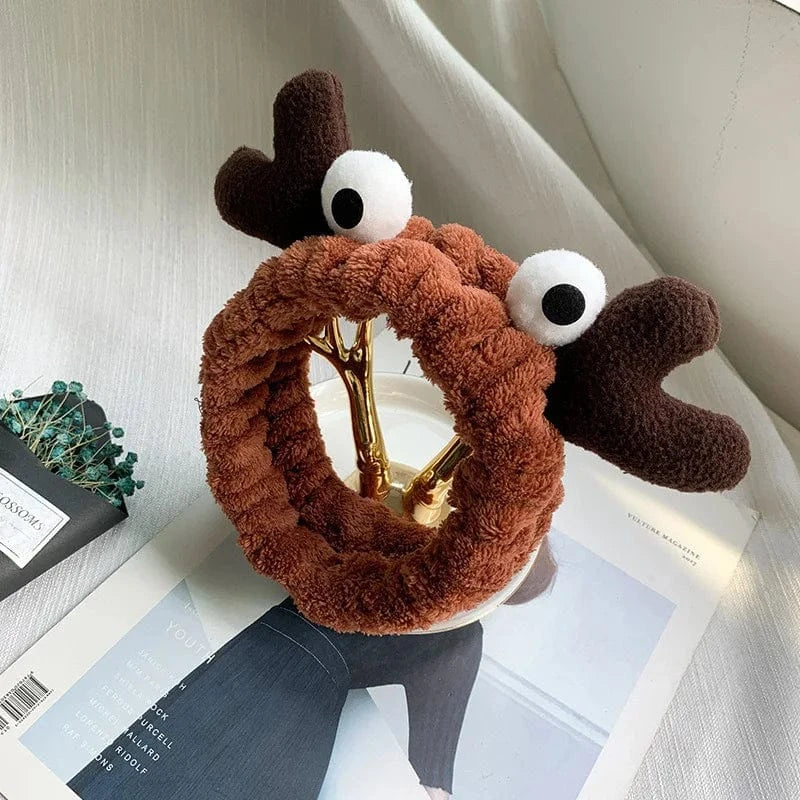 29 Crab Brown Elastic Headband Custom Logo OMG Bowknot Wash Face Hairband Rabbit Cat Ear Cute Plush Lady Soft Women Elastic Hair Band Flannel Make up Headbands