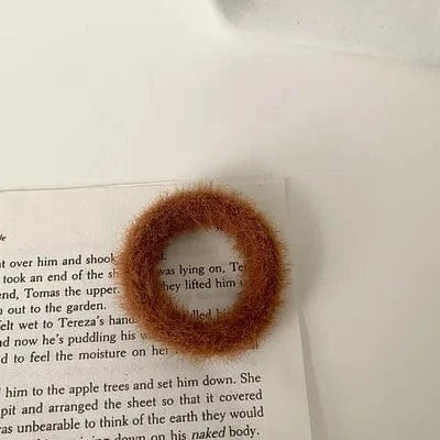 29 Khaki Short Plush Hair Ties Cute Plush Rabbit Ear Hair Rope Lovely Ring Women Autumn Winter High Elastic Band Scrunchies Fur Hair Ties for Girls
