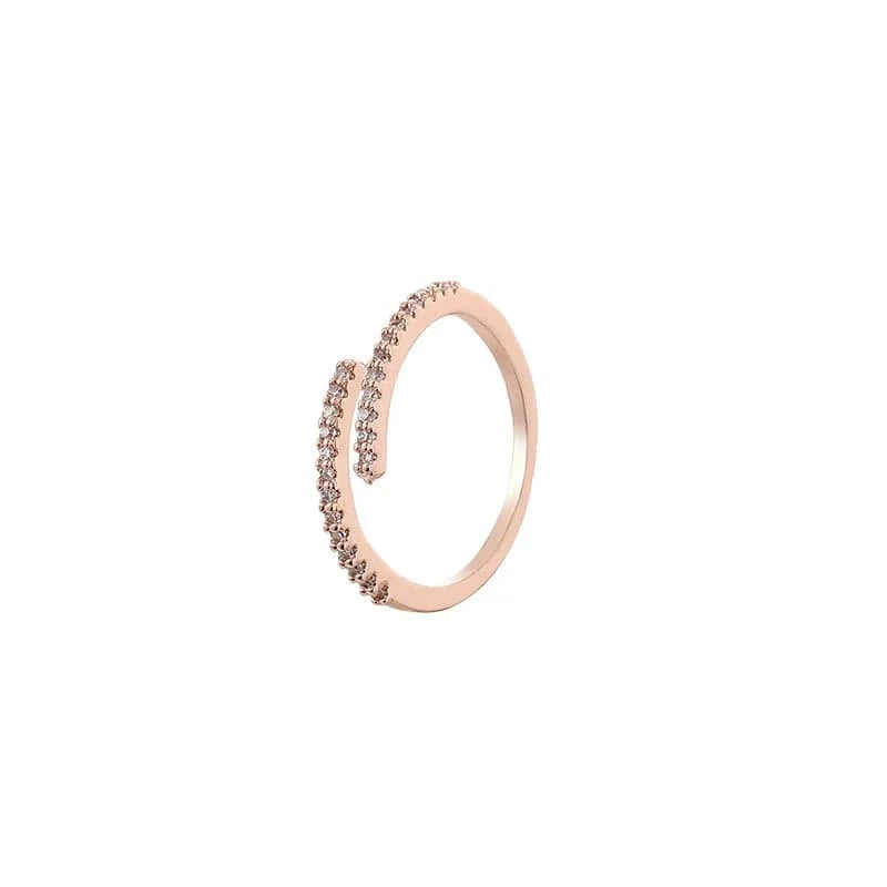2CM(Resizable) / Rose Gold Luxury Hawaiian Eternity Fashion Women Jewelry Crystal Adjustable Gold Plated Pearl Rings