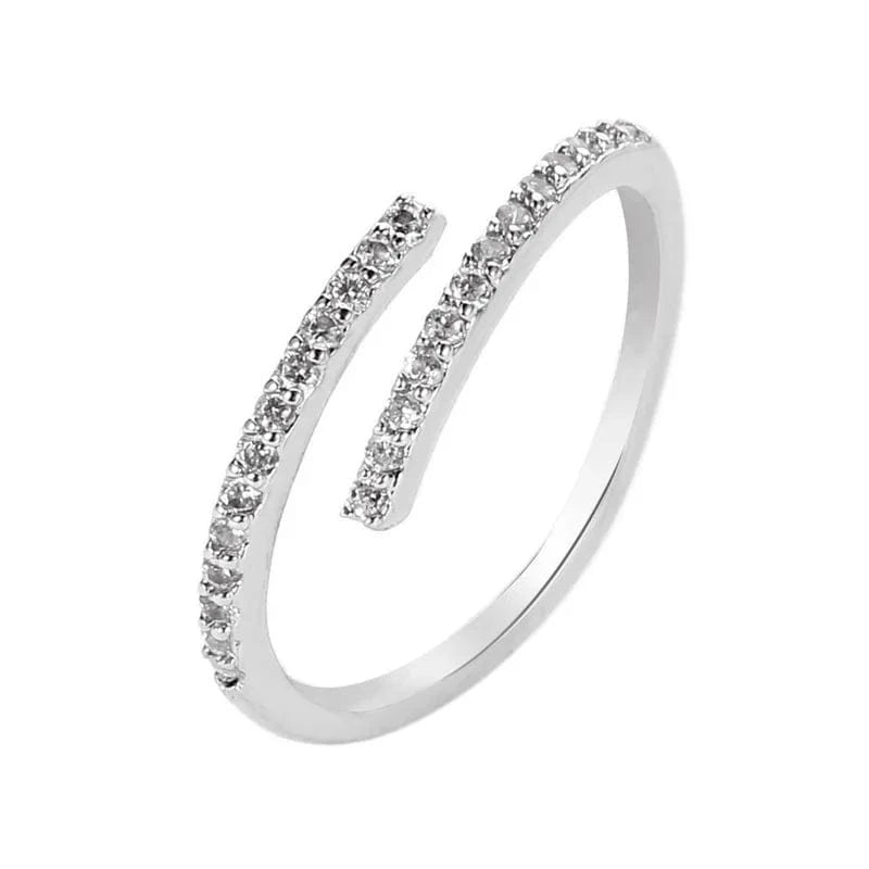 2CM(Resizable) / Silver Luxury Hawaiian Eternity Fashion Women Jewelry Crystal Adjustable Gold Plated Pearl Rings