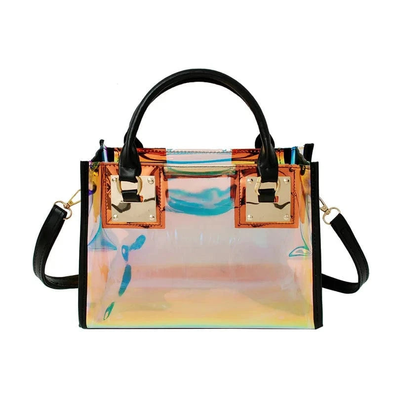 2pcs Women Fashion Shoulder Bag Clear Jelly Clutch Purse Transparent Handbag
