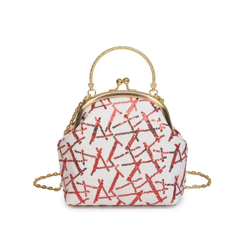 3 2024 Fashion Sequin Clutch Bag For Women Stylish Elegant Handbag Metal Golden Chain Clip Purse