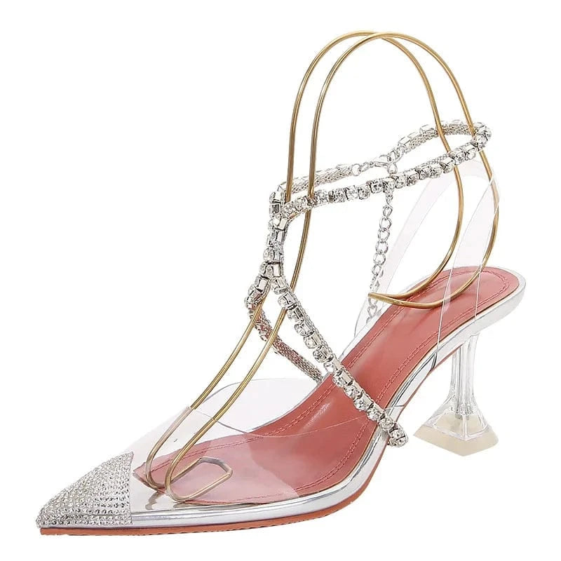 3.5 / 7 CM BUSY GIRL NZY4250 Pumps Women Sandals Fashion Bling Stiletto High Heels Pointed Toe Bridal Shoes Queen Style Shoes Ladies Heels