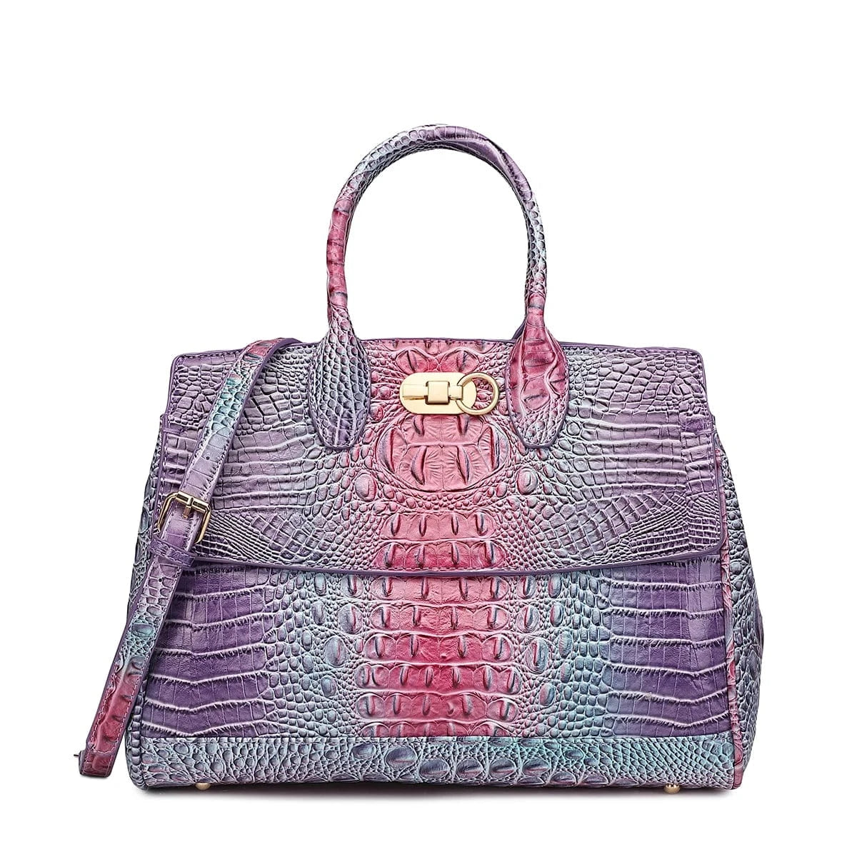 3 Crocodile Pattern Handbag & Purses Set, Multi-functional Vintage Top Handle Crossbody Bag & Business Clutch Bag & Card Coi