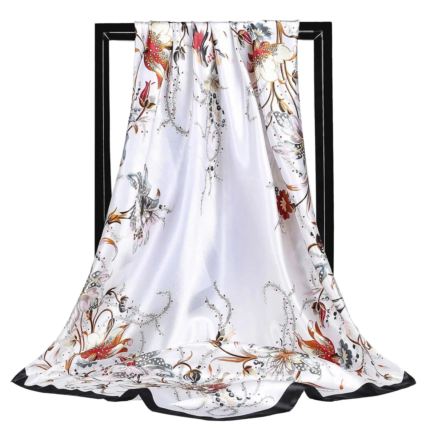 3 Fashion simple garden style floral flower professional women's square scarf imitation silk scarf scarf gift