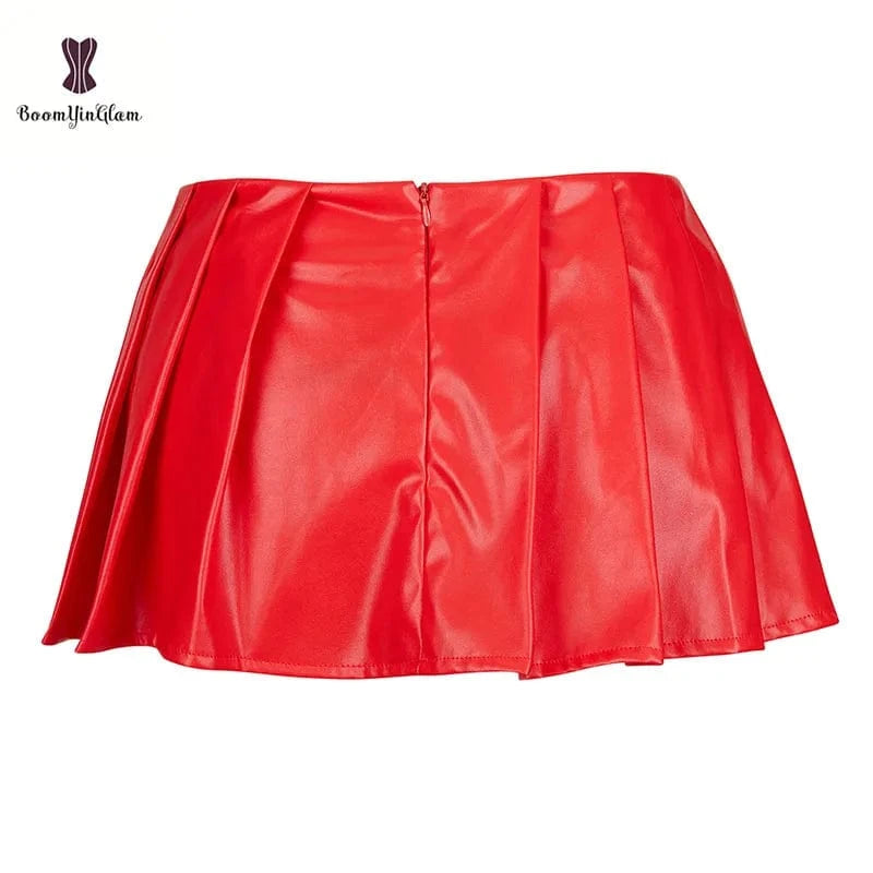 3 Pcs in 1 Ladies Slim Shapers Underwear Plus Size Bustier Top Red Synthetic Leather Corset Dress With G String