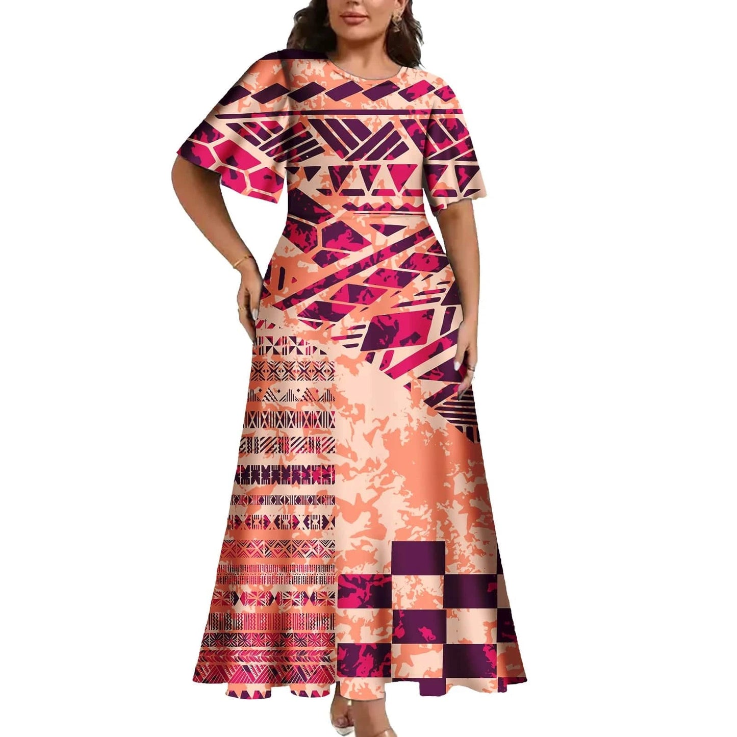3 XL / 0151L-2987 Casual Women Dresses Elegant Clothing Dropship Print on Demand Samoan Polynesian Tribal Luxury Ladies Dresses Women Clothing