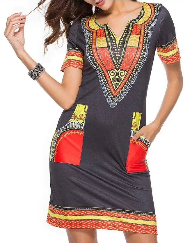 3 XL / 2 Hot African Print Fashion Dashiki Dresses for Women