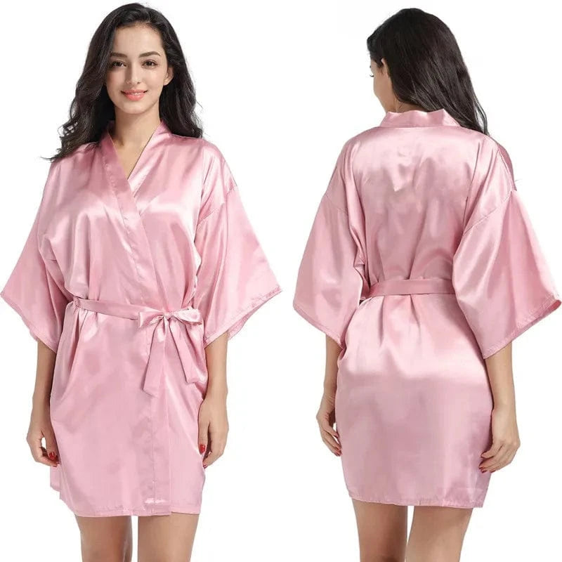 3 XL / #8-Rubber pink Plain women summer sexy sleepwear kimono pajamas plus size 3XL girls nightgown sleepwear sexy satin robe silk kimonos