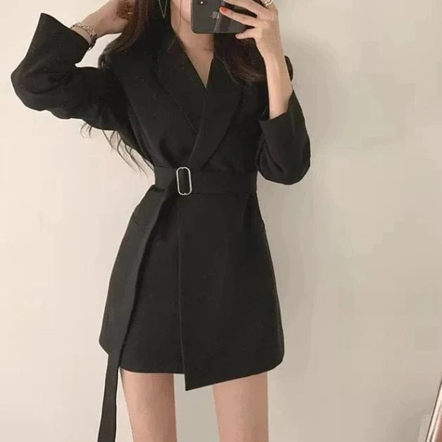 3 XL / Black Liu Ming Autumn 2024 New Fashion Korean Style Casual Loose Women Office Lady Elegant Blazers Jacket Coats