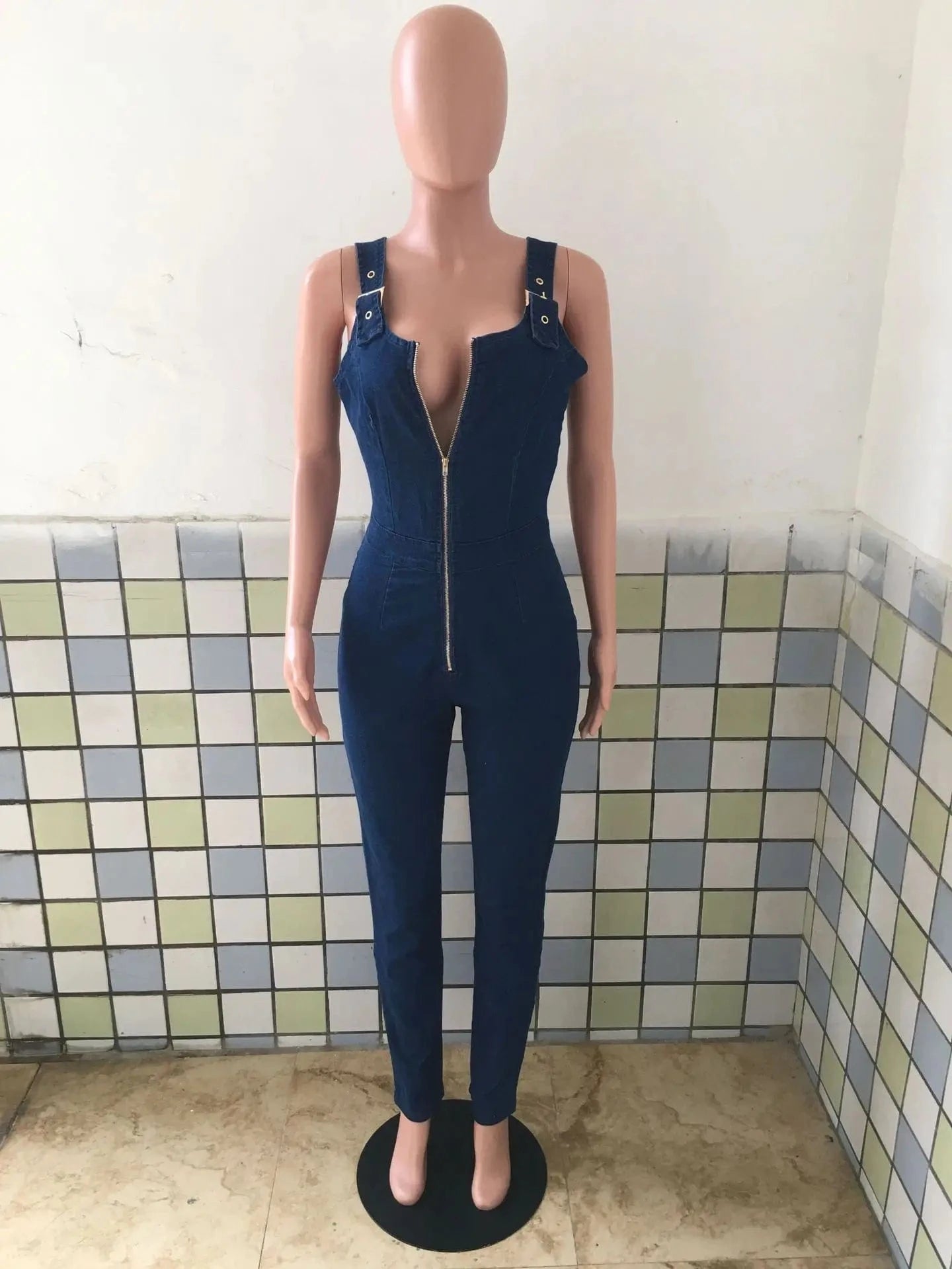 3 XL / Blue Clothing Vendors Casual Women's Denim Jumpsuit Women's summer new high elastic suspenders denim jumpsuit