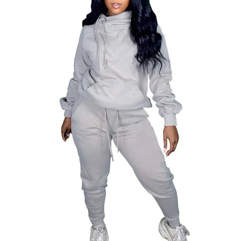 3 XL / Gray S-3XL Custom Logo Ladies Jogger 2 Piece Fitness Clothing Sweat Track Suits Jogging Sportsuit Womens Tracksuits