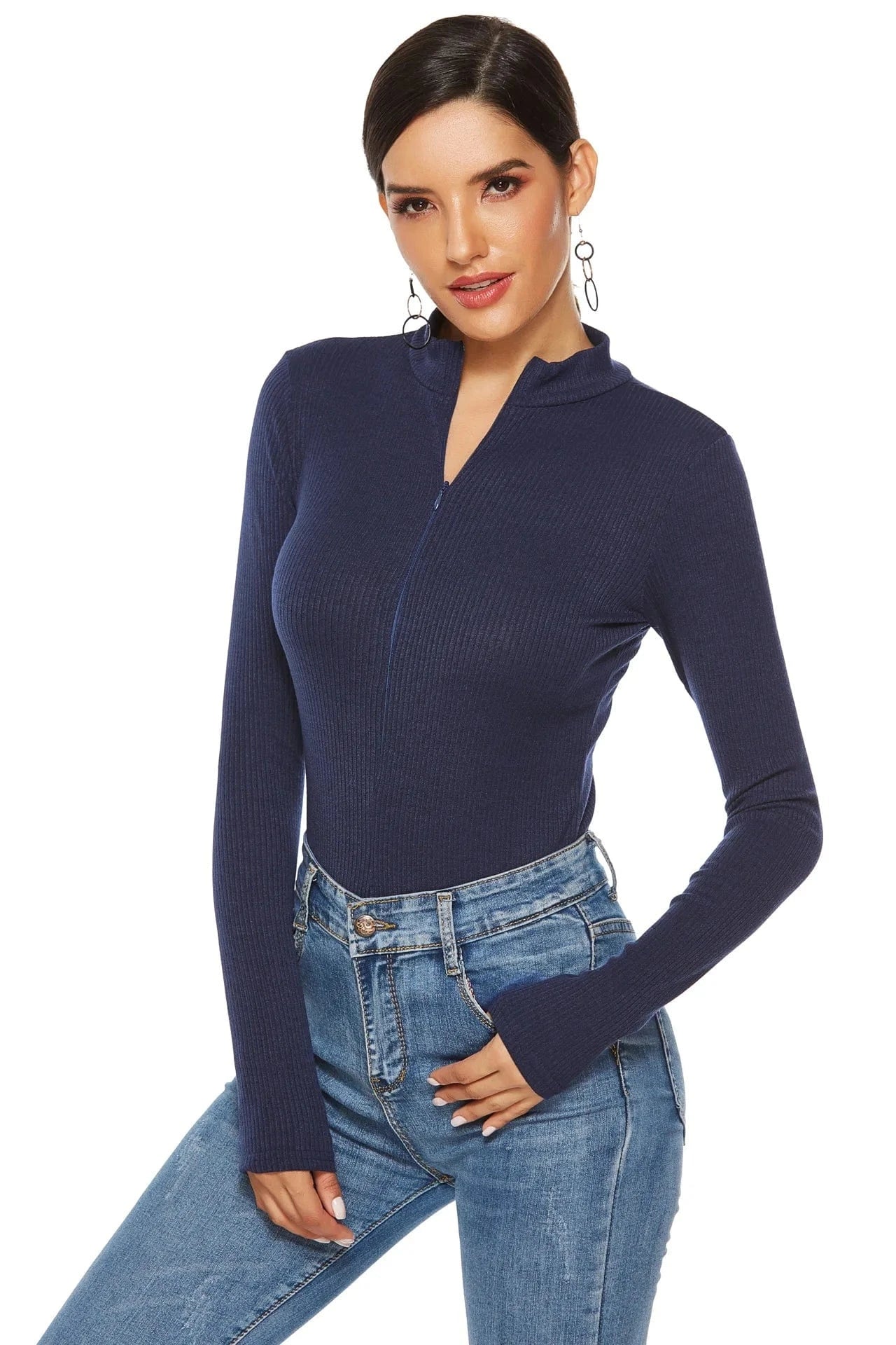 3 XL / NAVY sweater turtleneck plus size bodysuit 4XL 5XL oversize warm ribbed knitted long sleeves one piece fitness bodycon jumpsuit