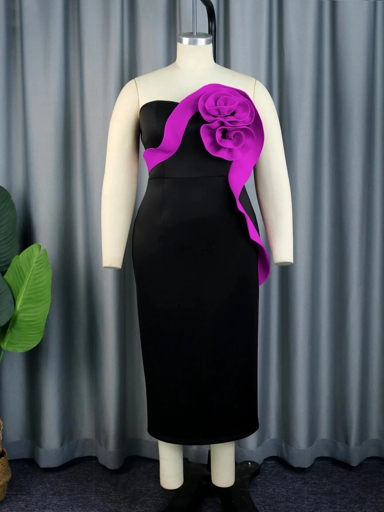 3 XL / Purple Bodycon Patchwork Dropshipping American Clothing Flower Dresses Women 2024 Plus Size dress