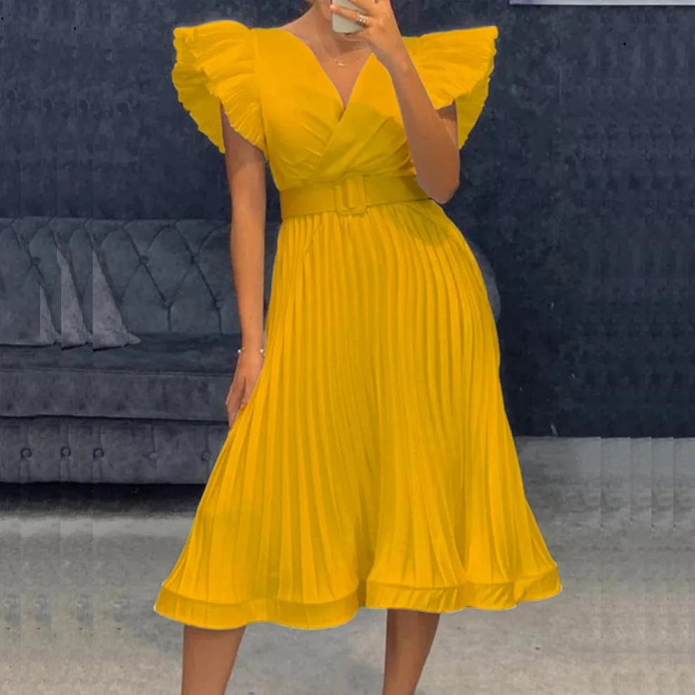 3 XL / Yellow 2024 Women Solid Color O-neck Loose High Quality Plus Size Women Dress For Spring/Autumn Hot Sale Latest Design Dresses