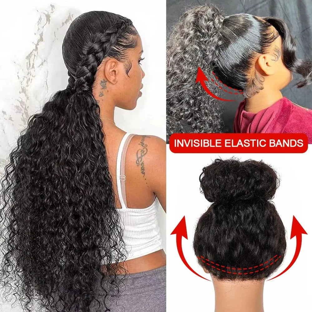 30 40 Inch Deep Wave Frontal Wigs Human Hair For Women 300% Density Curly Human Hair Wigs 360 HD Full Lace Front Water Wave Wigs