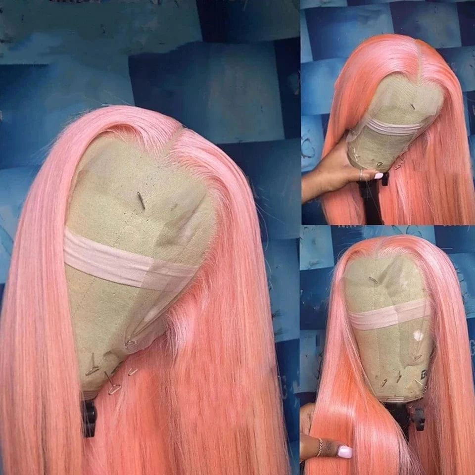 30 Inch Lace Front Wig Human Hair Pink Wig Straight Hd Lace Frontal Wig 13X6 Wig Humain Hair For Women Perruques Cheveux Humains
