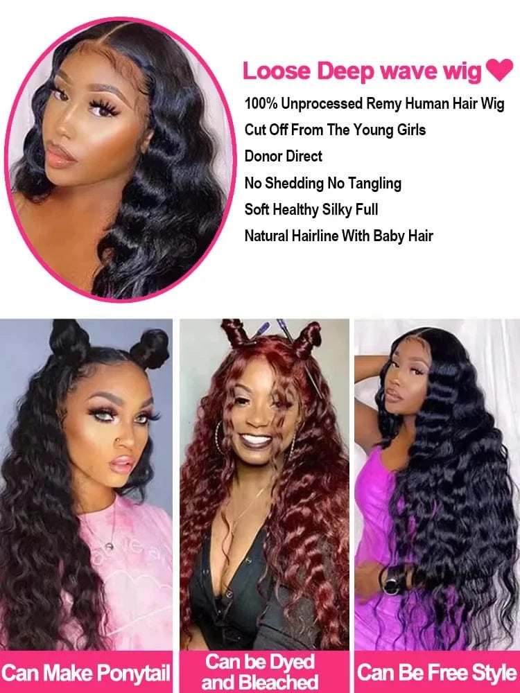 30 Inch Loose Deep Wave 13x4 Hd Lace Frontal Human Hair Wig Brazilian Curly 5x5 Glueless Wig Human Hair Pre Plucked For Women