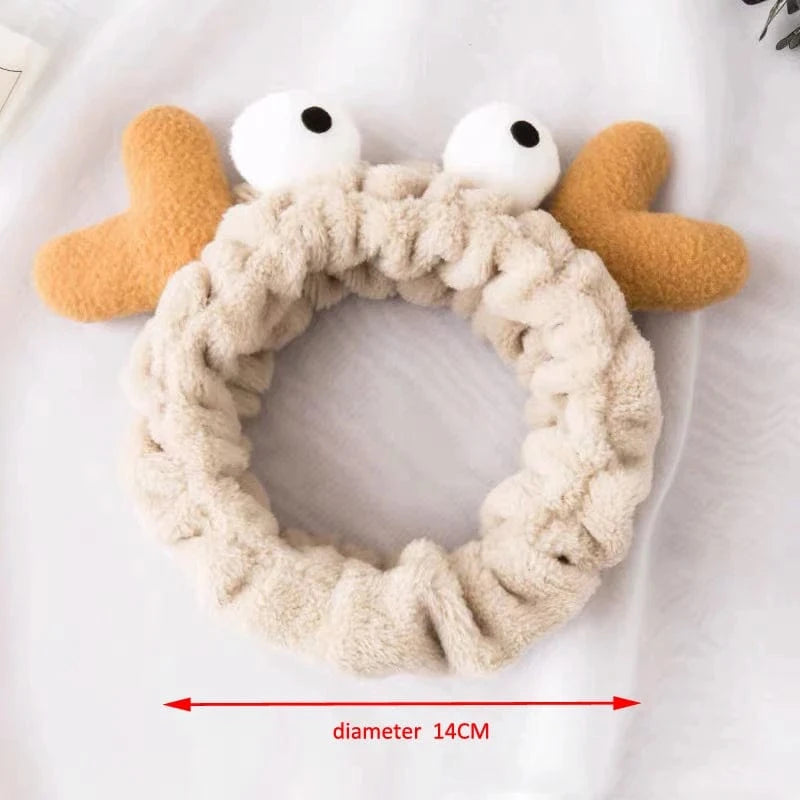 31 Crab Gray Elastic Headband Custom Logo OMG Bowknot Wash Face Hairband Rabbit Cat Ear Cute Plush Lady Soft Women Elastic Hair Band Flannel Make up Headbands