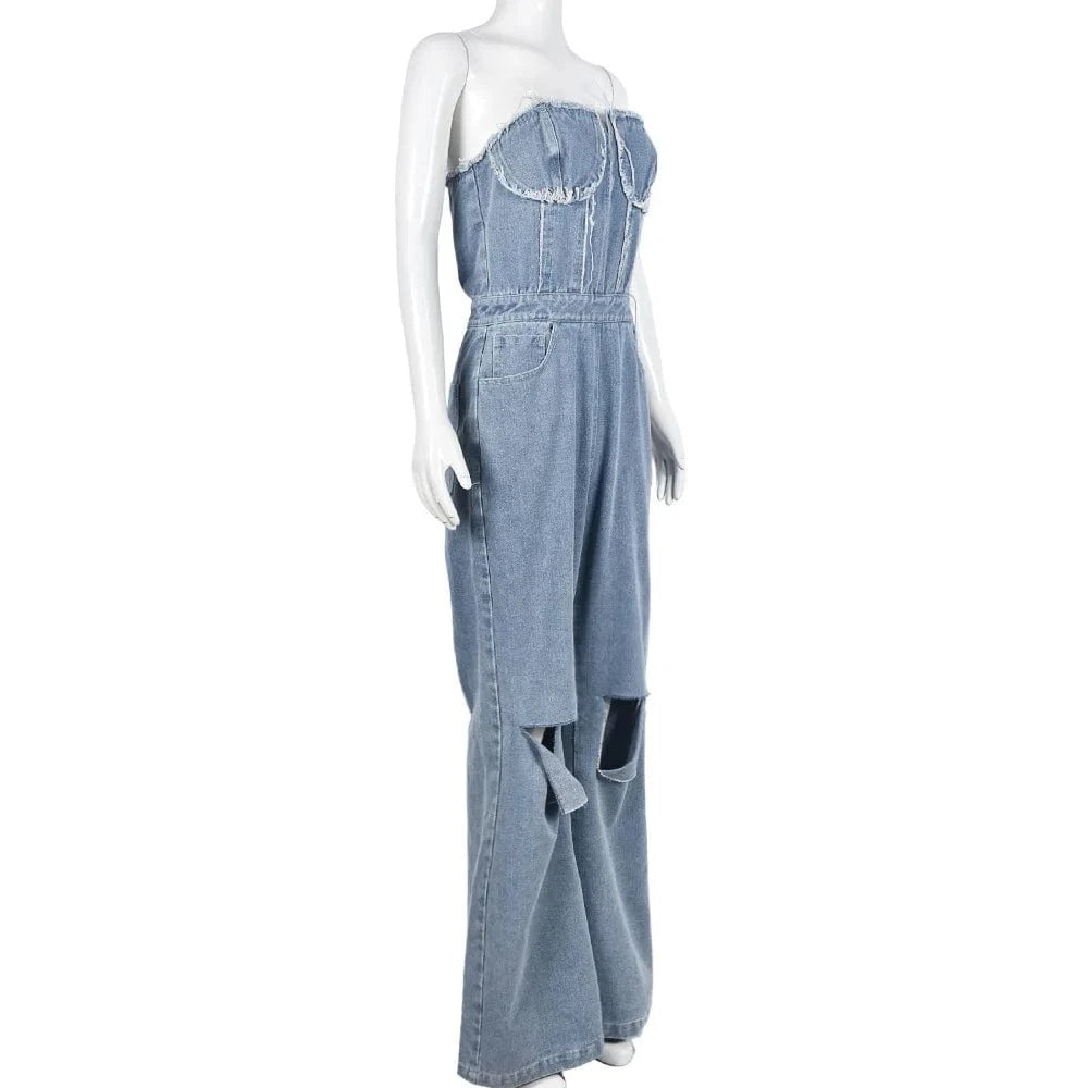 31337jy New Arrivals 2024 Women Clothes One Piece Denim Jeans Casual Jumpsuits Playsuits Bodysuits