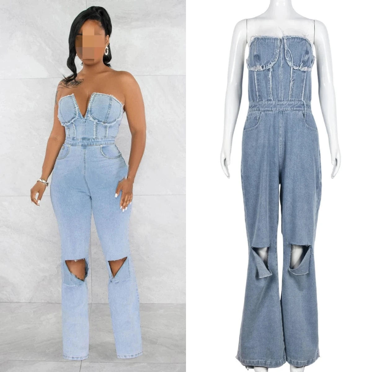 31337jy New Arrivals 2024 Women Clothes One Piece Denim Jeans Casual Jumpsuits Playsuits Bodysuits