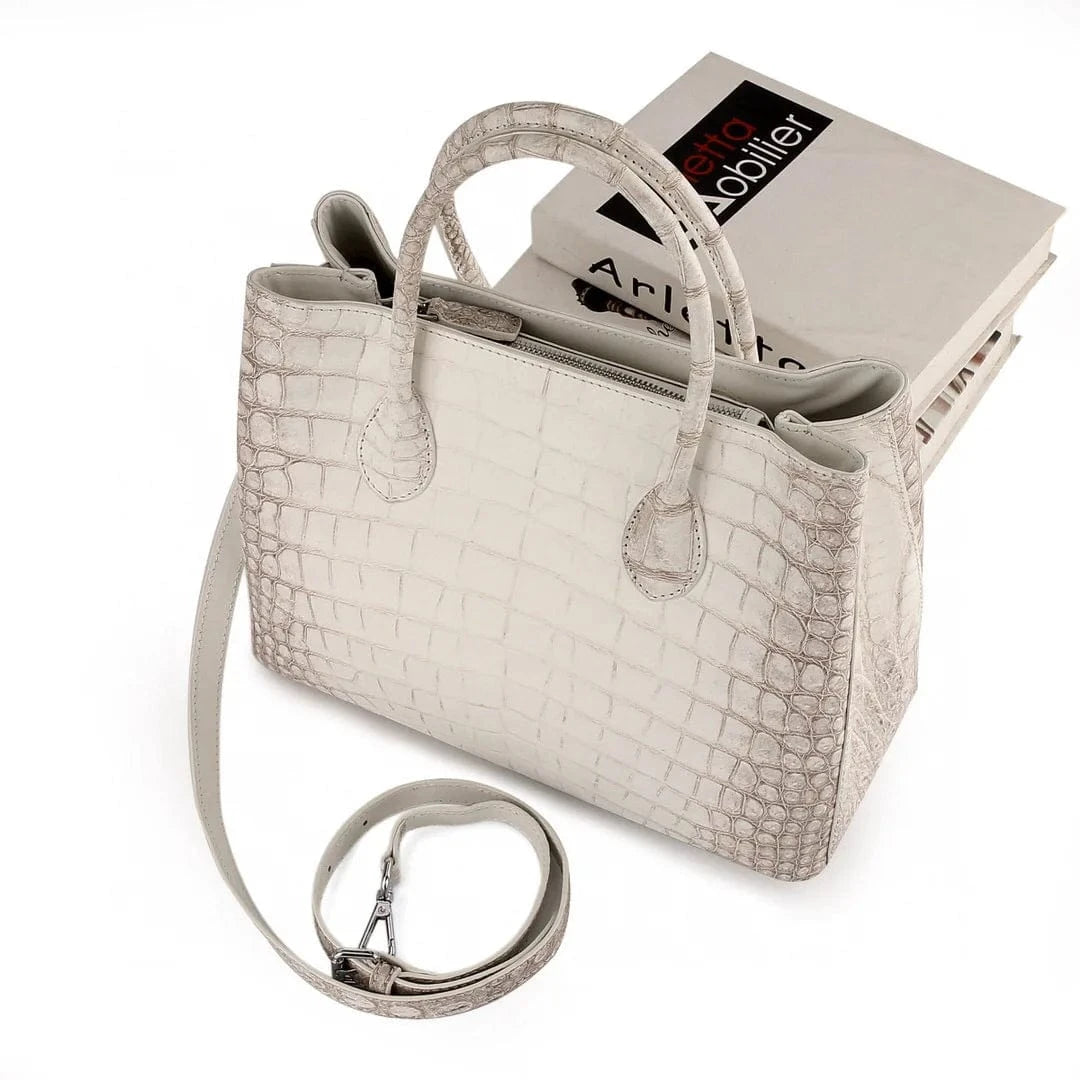 32-24-15cm / 1 High Quality Real Alligator Leather Bags Himalayan crocodile Women luxury Handbags Ladies Crocodile Skin Tote Bags