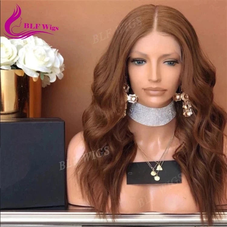 #33 / 26 Inches 10 A Grade Natural Wave Color #33 Full Lace Wigs Brazilian Virgin Human Hair with Swiss Lace