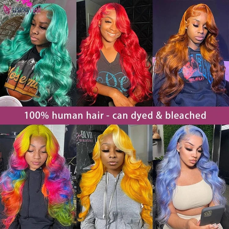 34 36 40 Inch 613 Blonde Colored Body Wave Full Frontal HD Transparent 13x4 13x6 Lace Human Hair Wigs Lace Front Wigs For Women