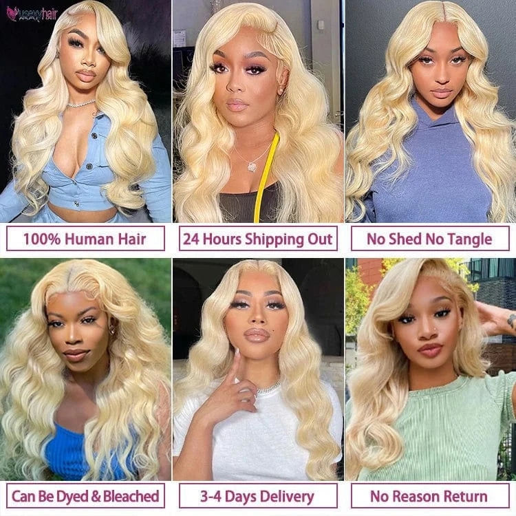34 36 40 Inch 613 Blonde Colored Body Wave Full Frontal HD Transparent 13x4 13x6 Lace Human Hair Wigs Lace Front Wigs For Women