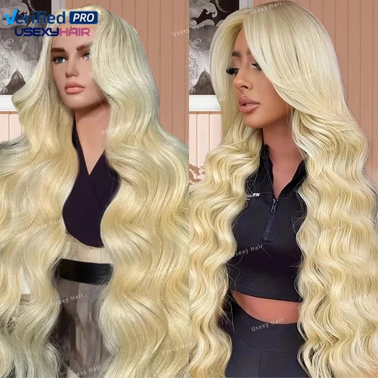 34 36 40 Inch 613 Blonde Colored Body Wave Full Frontal HD Transparent 13x4 13x6 Lace Human Hair Wigs Lace Front Wigs For Women