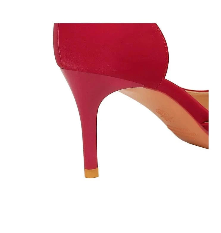 34-43 Banquet slim heels high heels Shallow cut pointed pump side hollowed out rhinestone bow high heel pumps summer