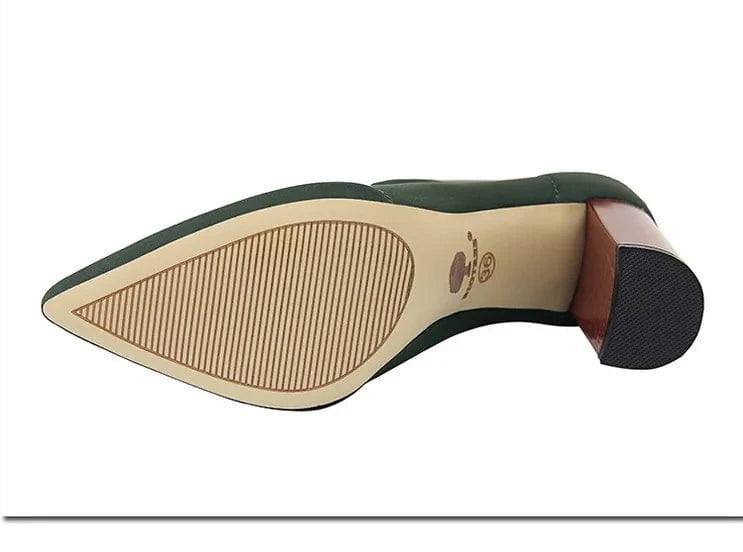 34-43 Pointed Sexy Nightclub Boots Fashion Simple Wood Heel Boots Thick Heel High Short High Heel Pumps Boots