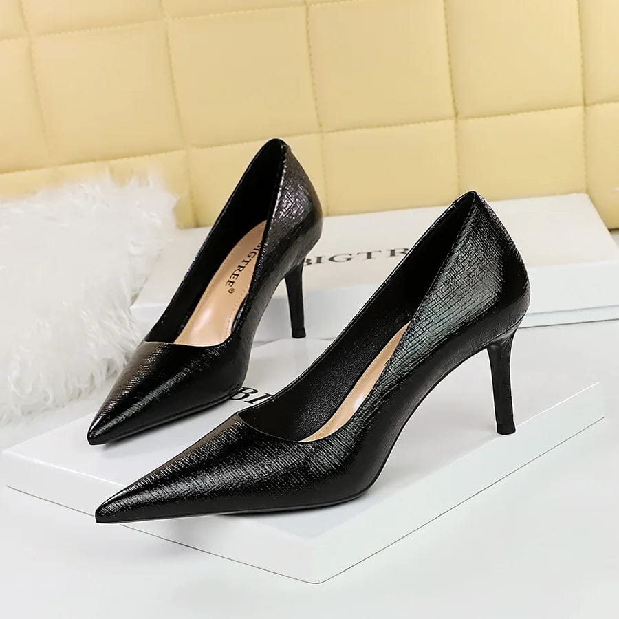 34-43 Spring and Autumn Versatile Professional OL Pumps High Heels Simple glossy patent leather high heeled single shoes 5.5CM