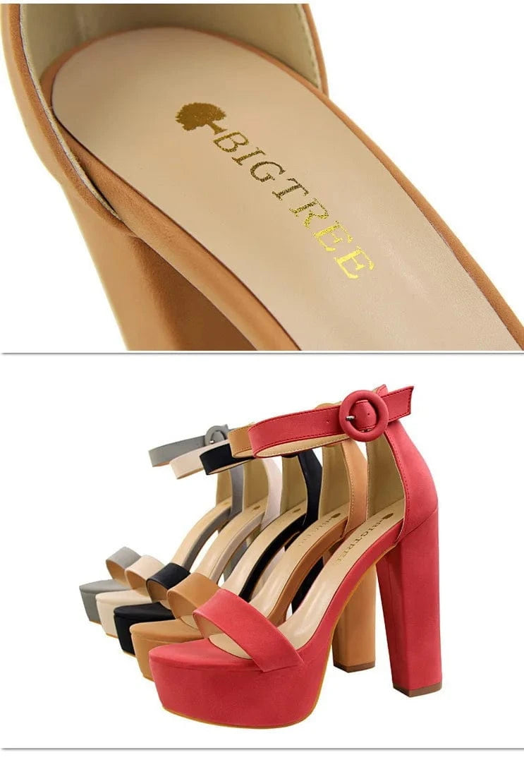 34-43 Thick Heel Ultra High Heels Sexy nightclub women's shoes Waterproof platform exposed toe belt buckle sandals