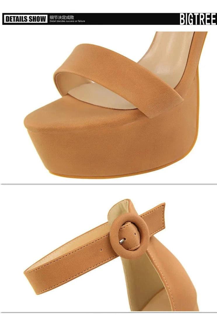 34-43 Thick Heel Ultra High Heels Sexy nightclub women's shoes Waterproof platform exposed toe belt buckle sandals