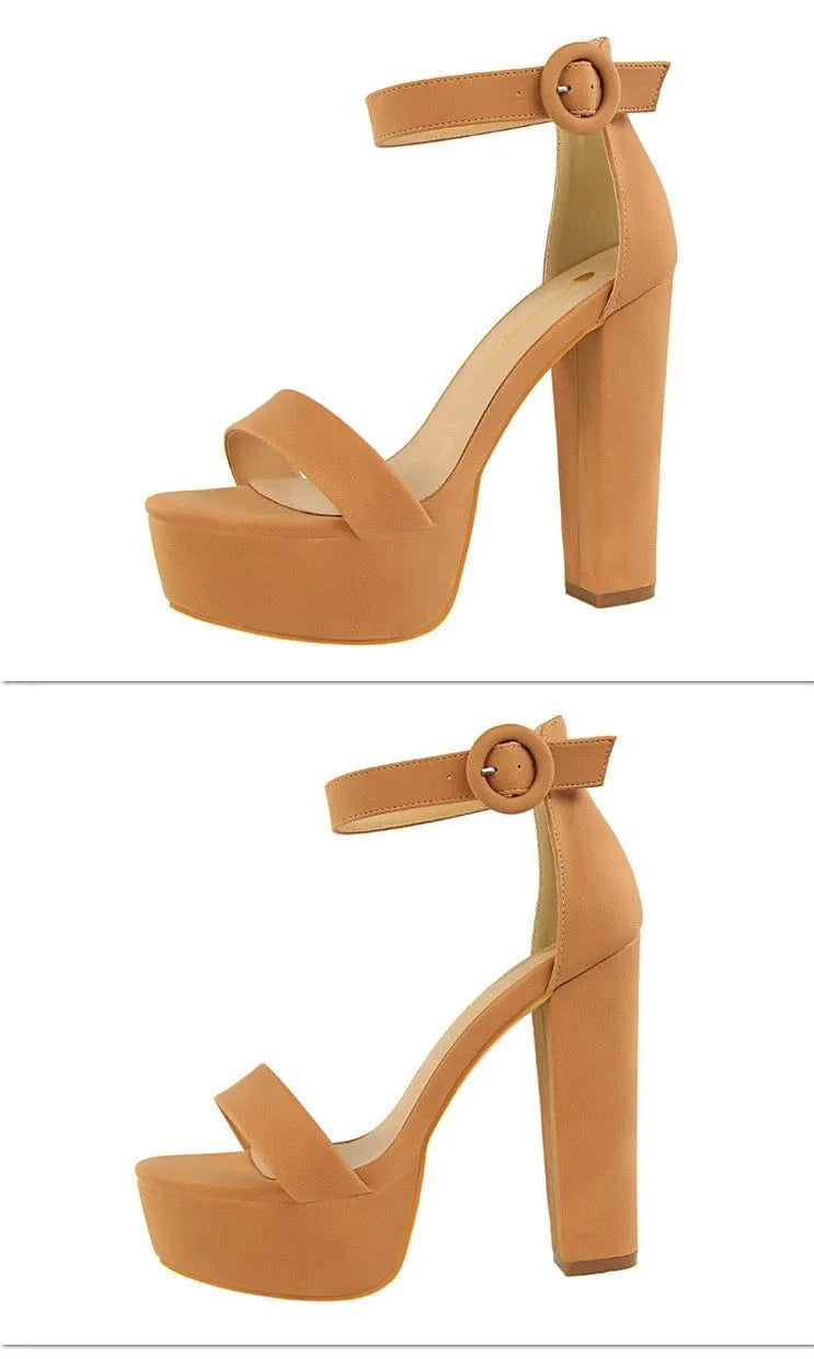 34-43 Thick Heel Ultra High Heels Sexy nightclub women's shoes Waterproof platform exposed toe belt buckle sandals
