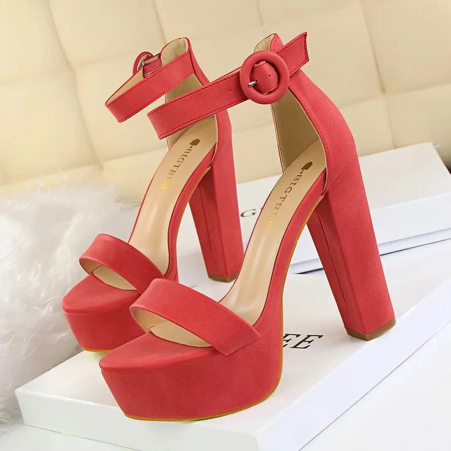 34-43 Thick Heel Ultra High Heels Sexy nightclub women's shoes Waterproof platform exposed toe belt buckle sandals