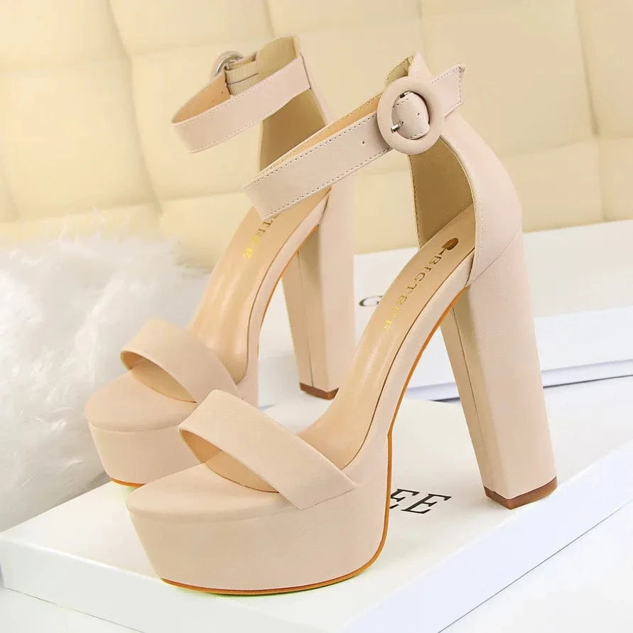 34-43 Thick Heel Ultra High Heels Sexy nightclub women's shoes Waterproof platform exposed toe belt buckle sandals