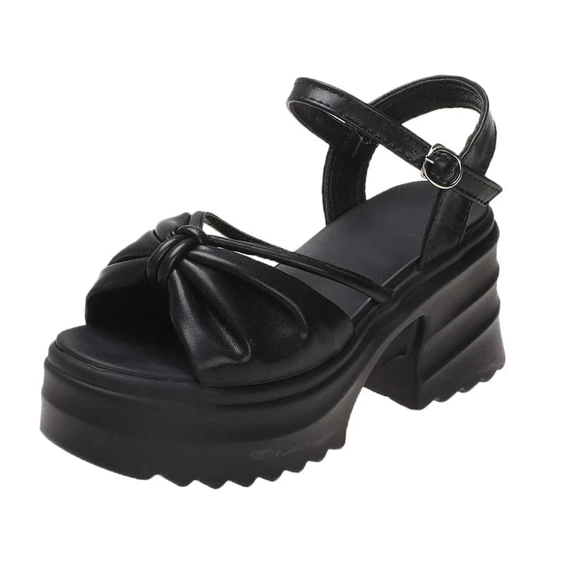 34 / Black Dropshipping Custom Logo Pink Bow-knot Fashion Comfortable Women's Wedges Sandals Height Increasing Shoes Girls Sandals