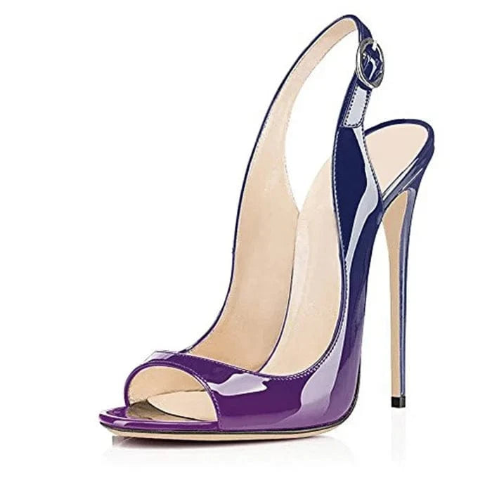 34 / Blue & Purple Sandales A Talons Hauts Ladies Hot Selling Business Dress Shoes Peep Toe Stiletto Slingback Pumps High Heeled Sandals For Women