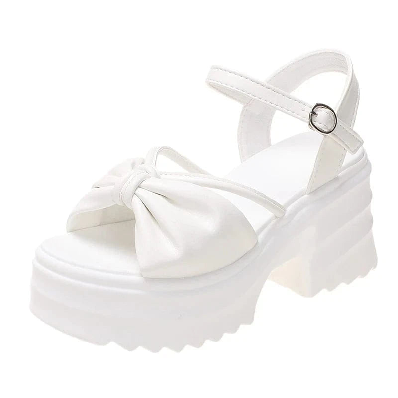 34 / White Dropshipping Custom Logo Pink Bow-knot Fashion Comfortable Women's Wedges Sandals Height Increasing Shoes Girls Sandals
